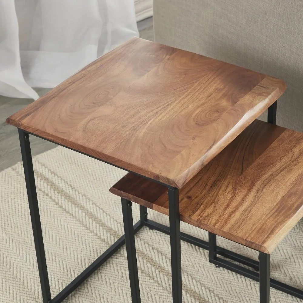 brown and black live edge nesting end table 2 piece set 1280504 brown and black live edge nesting end table 2 piece set 1280504