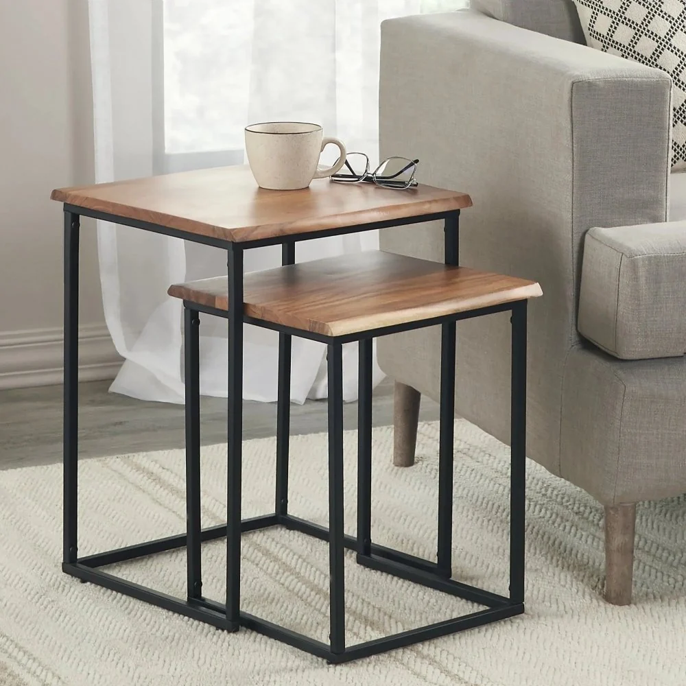 brown and black live edge nesting end table 2 piece set 5594224 brown and black live edge nesting end table 2 piece set 5594224