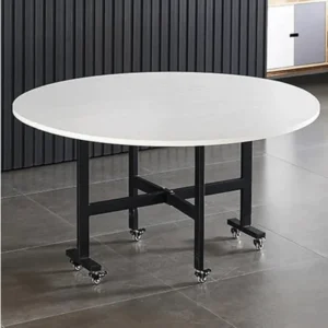 mobile folding dining table with 6 wheels marble texture table top 2307476