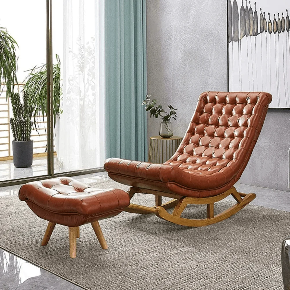 solid wood rocking chair with footrest 4267825